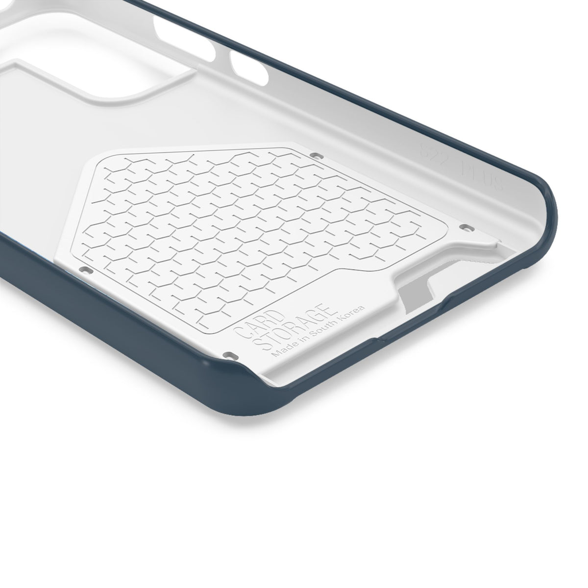 Blue Butterfly phone case with card holder, close-up of the inside