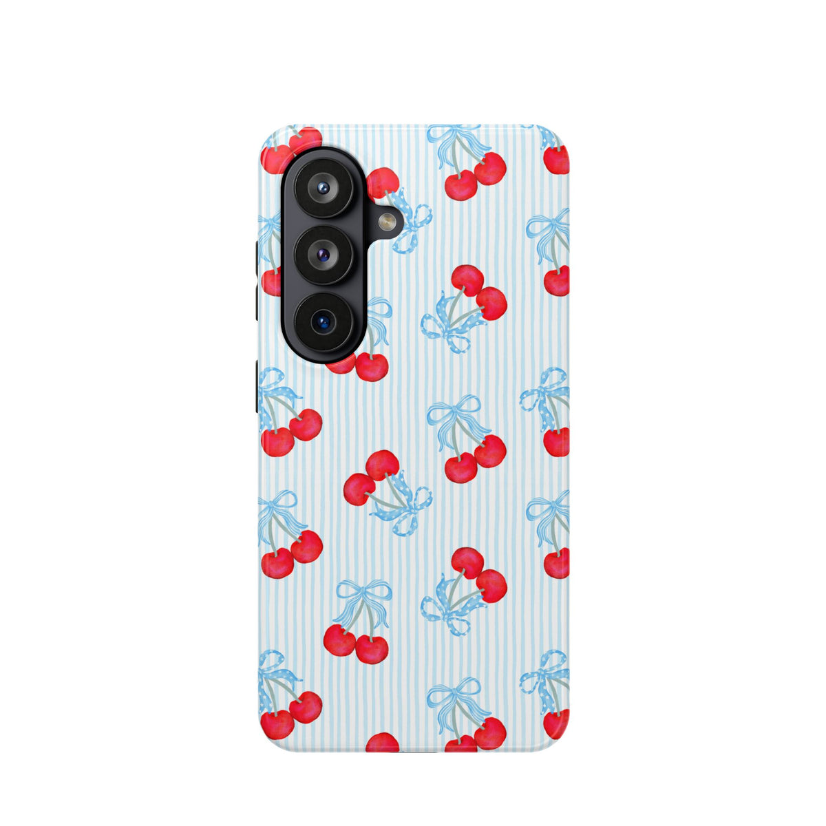 Blue Cherry Bow MagSafe case for Samsung Galaxy S26, glossy finish