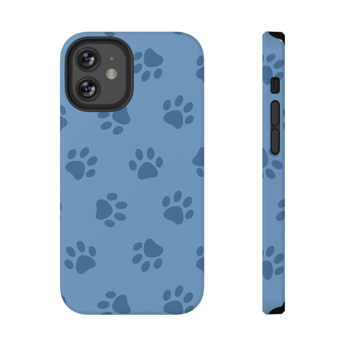 Blue Paw Print protective phone case for iPhone 12 Mini, glossy finish