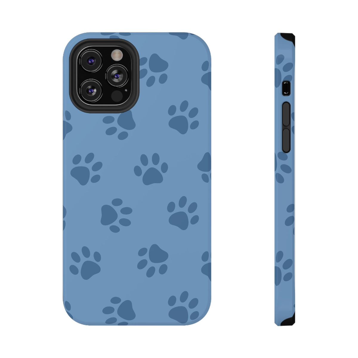 Blue Paw Print protective phone case for iPhone 12 Pro, glossy finish