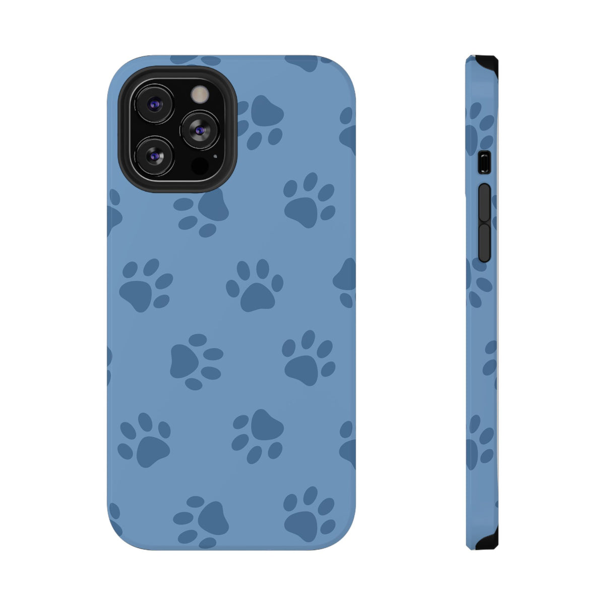 Blue Paw Print protective phone case for iPhone 12 Pro Max, glossy finish