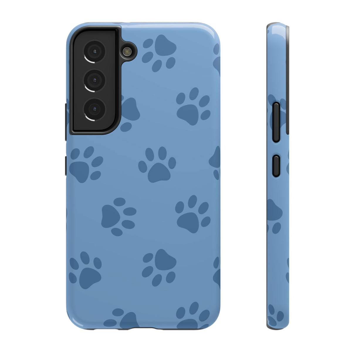 Blue Paw Print protective phone case for Samsung Galaxy S22, glossy finish