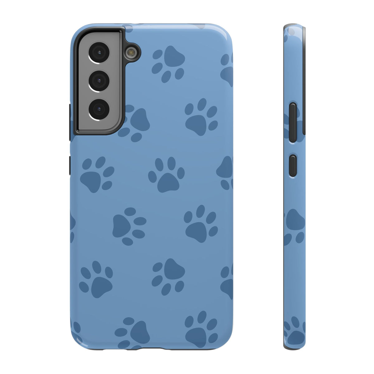 Blue Paw Print protective phone case for Samsung Galaxy S22 Plus, glossy finish