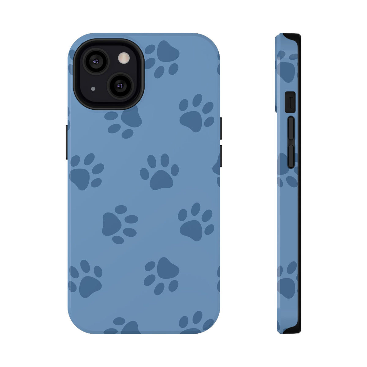Blue Paw Print protective phone case for iPhone 13, glossy finish