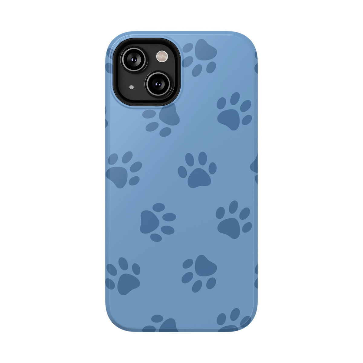 Blue Paw Print protective phone case for iPhone 14, glossy finish
