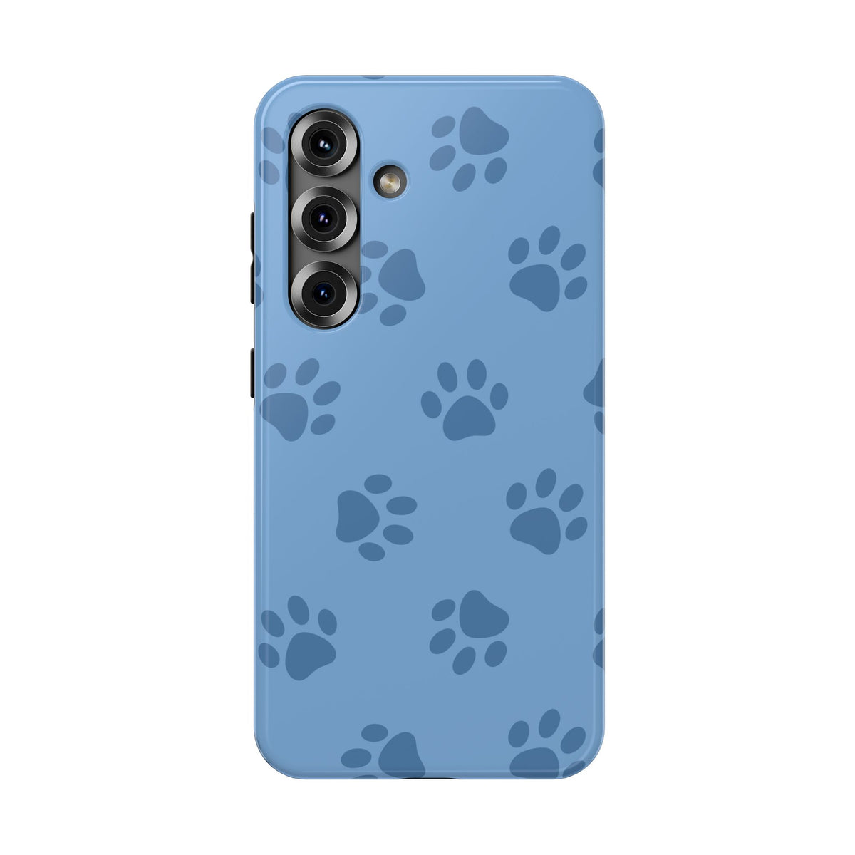 Blue Paw Print protective phone case for Samsung Galaxy S25, glossy finish