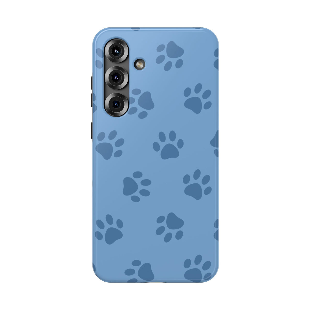 Blue Paw Print protective phone case for Samsung Galaxy S25 Plus, glossy finish