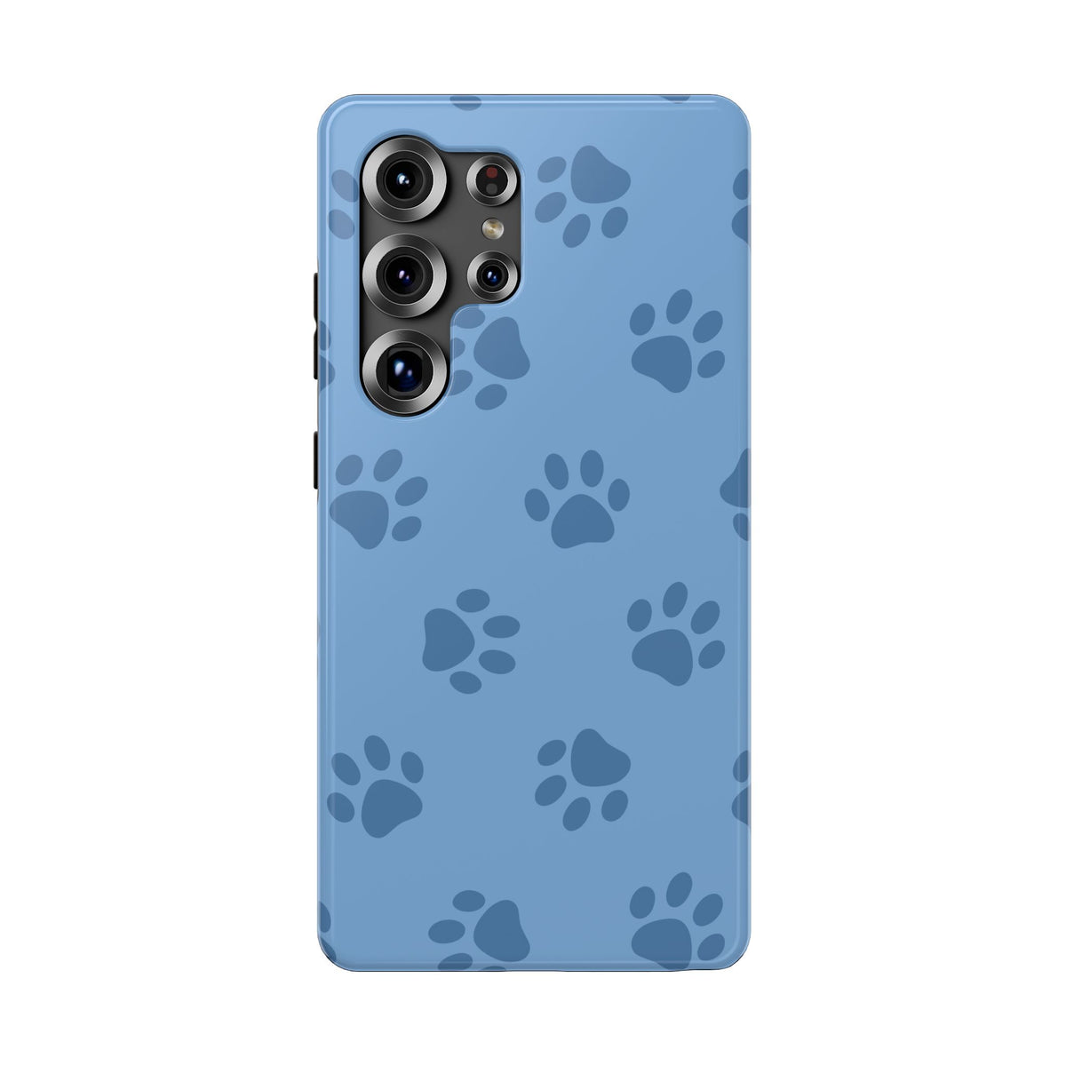 Blue Paw Print protective phone case for Samsung Galaxy S25 Ultra, glossy finish