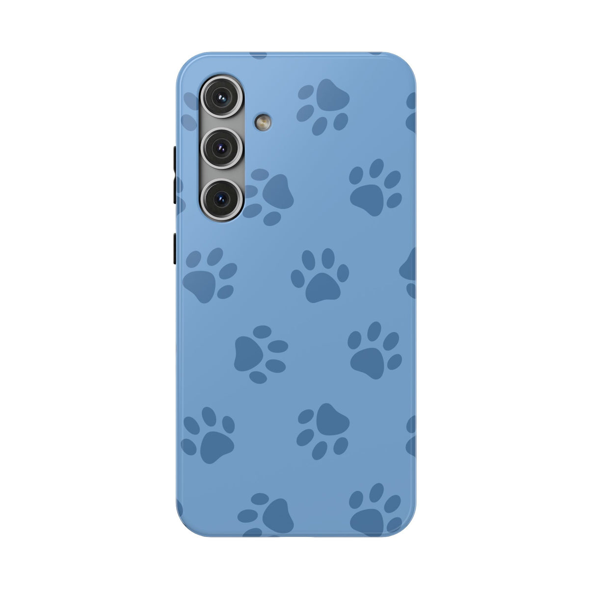 Blue Paw Print protective phone case for Samsung Galaxy S24 Plus, glossy finish
