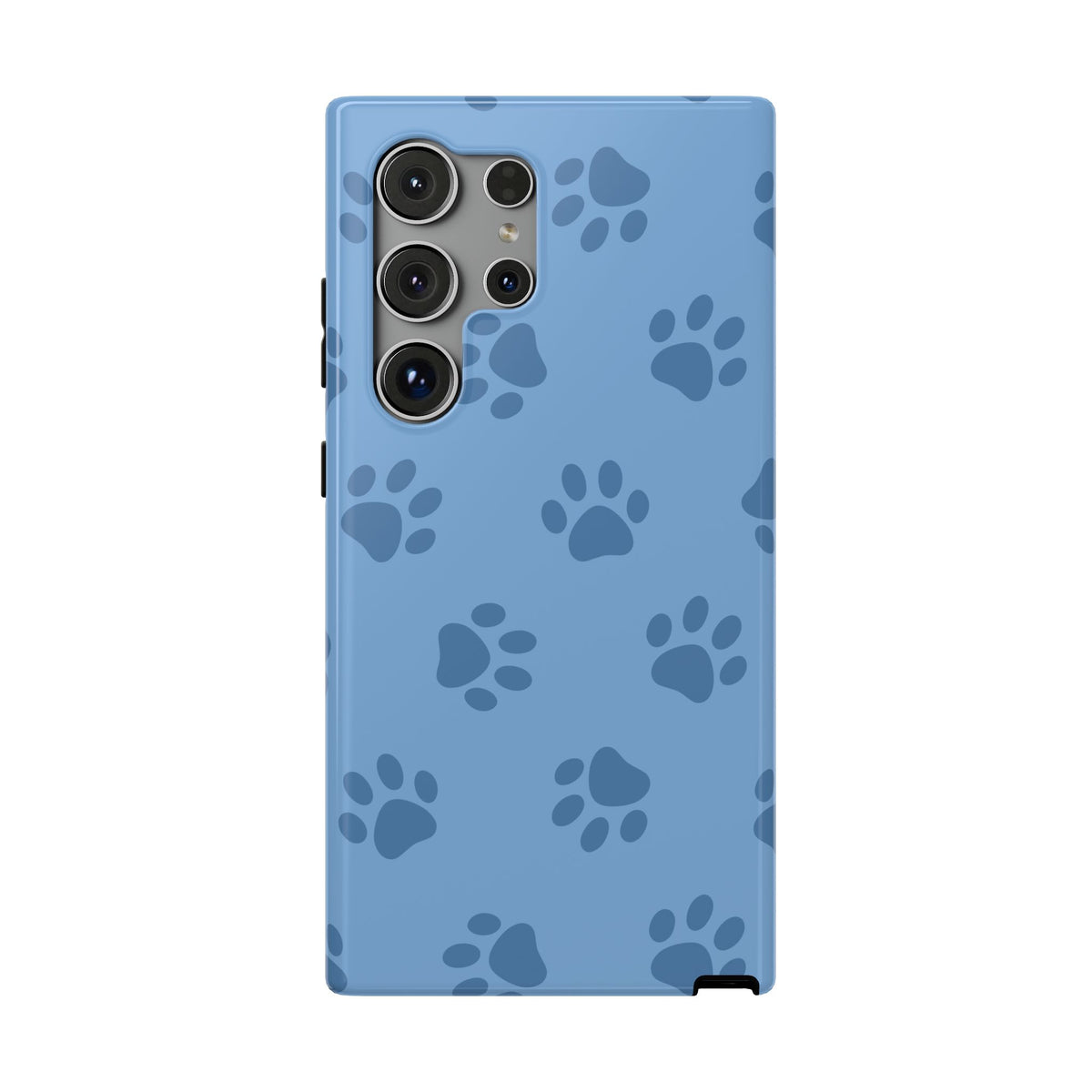 Blue Paw Print protective phone case for Samsung Galaxy S24 Ultra, glossy finish