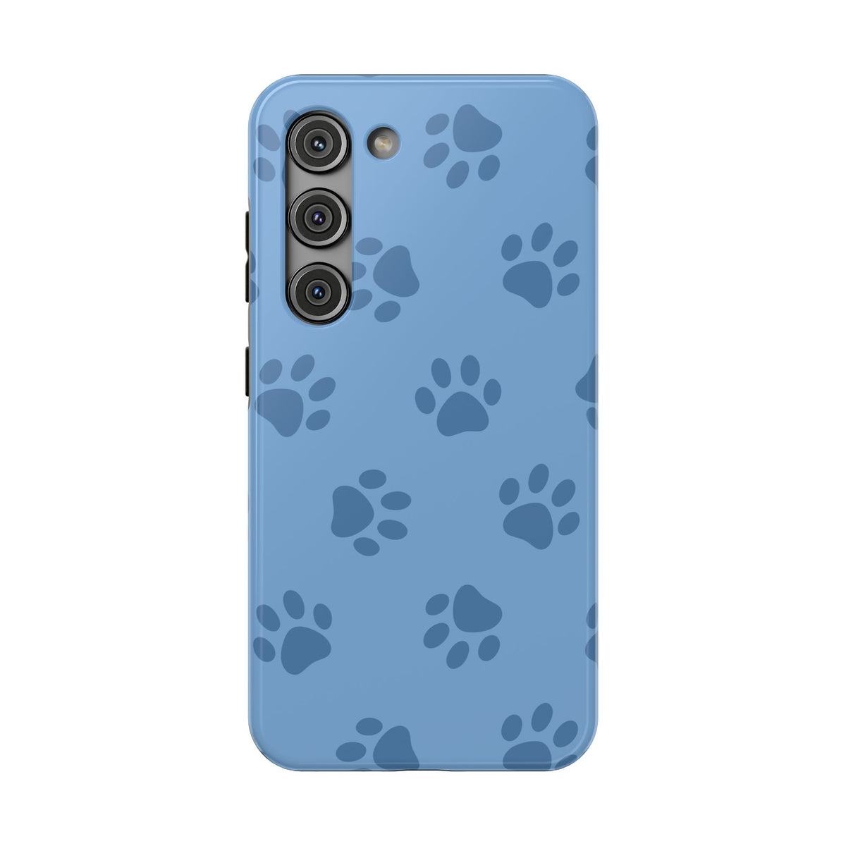 Blue Paw Print protective phone case for Samsung Galaxy S23, glossy finish