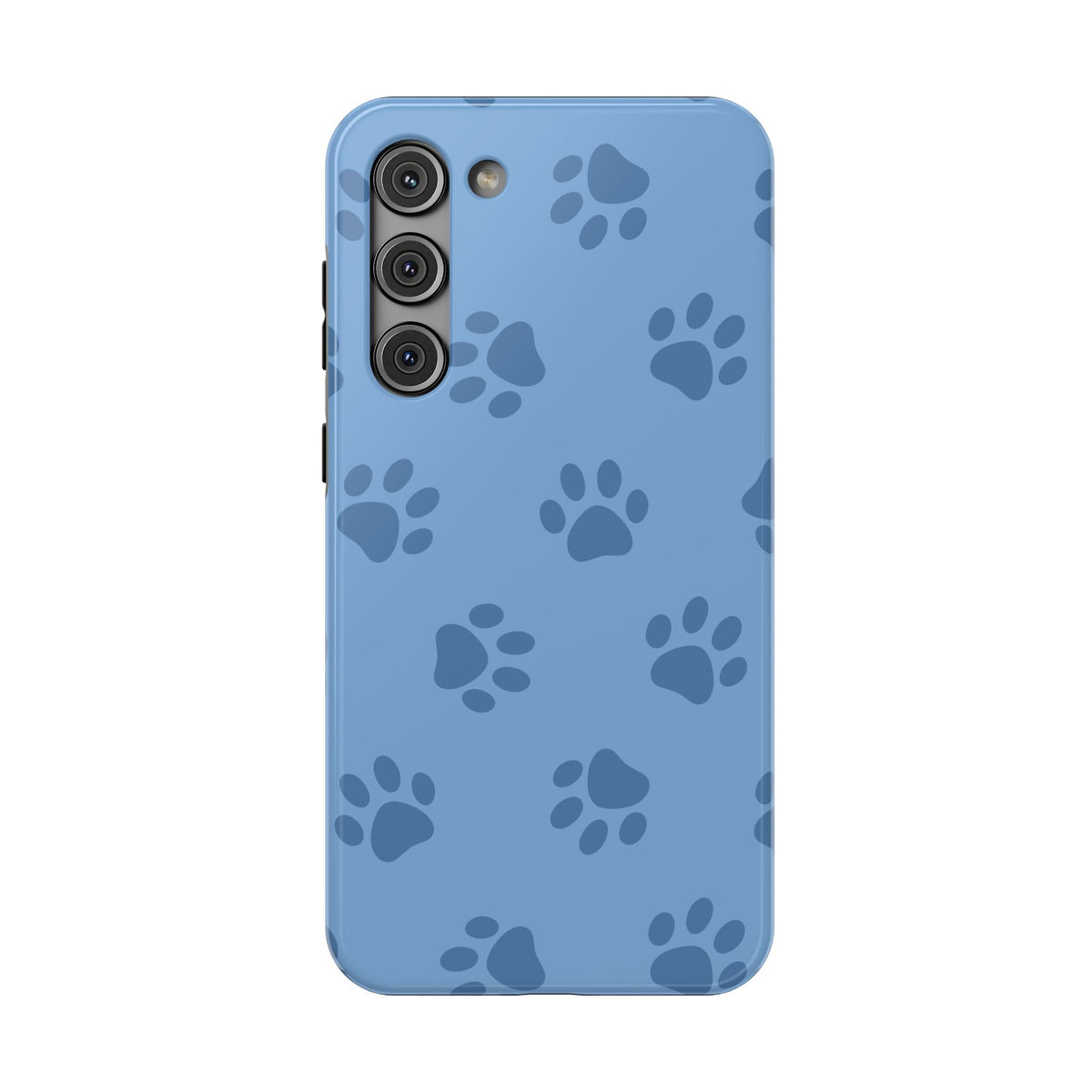 Blue Paw Print protective phone case for Samsung Galaxy S23 Plus, glossy finish