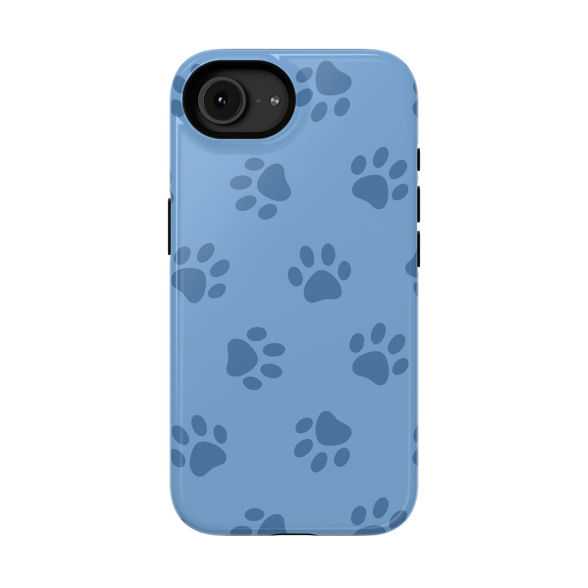 Blue Paw Print protective phone case for iPhone 16e, glossy finish