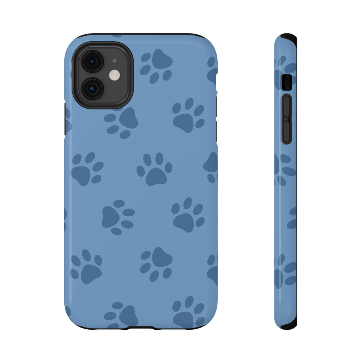 Blue Paw Print protective phone case for iPhone 11, glossy finish
