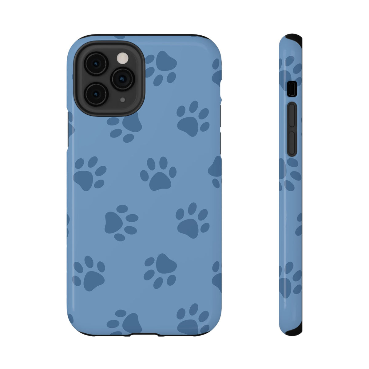 Blue Paw Print protective phone case for iPhone 11 Pro, glossy finish