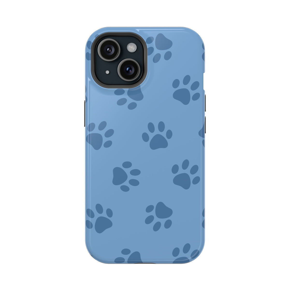 Blue Paw Print MagSafe case for iPhone 15, glossy finish