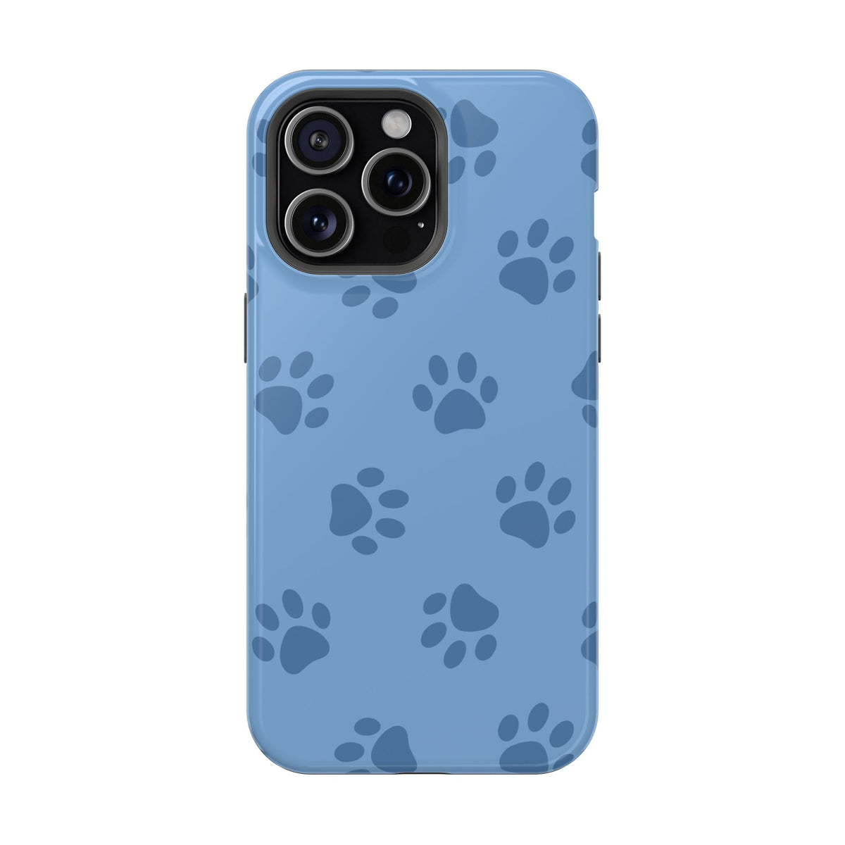 Blue Paw Print MagSafe case for iPhone 15 Pro Max, glossy finish