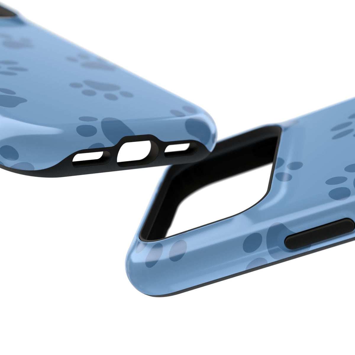 Blue Paw Print MagSafe case, close-up at an angle