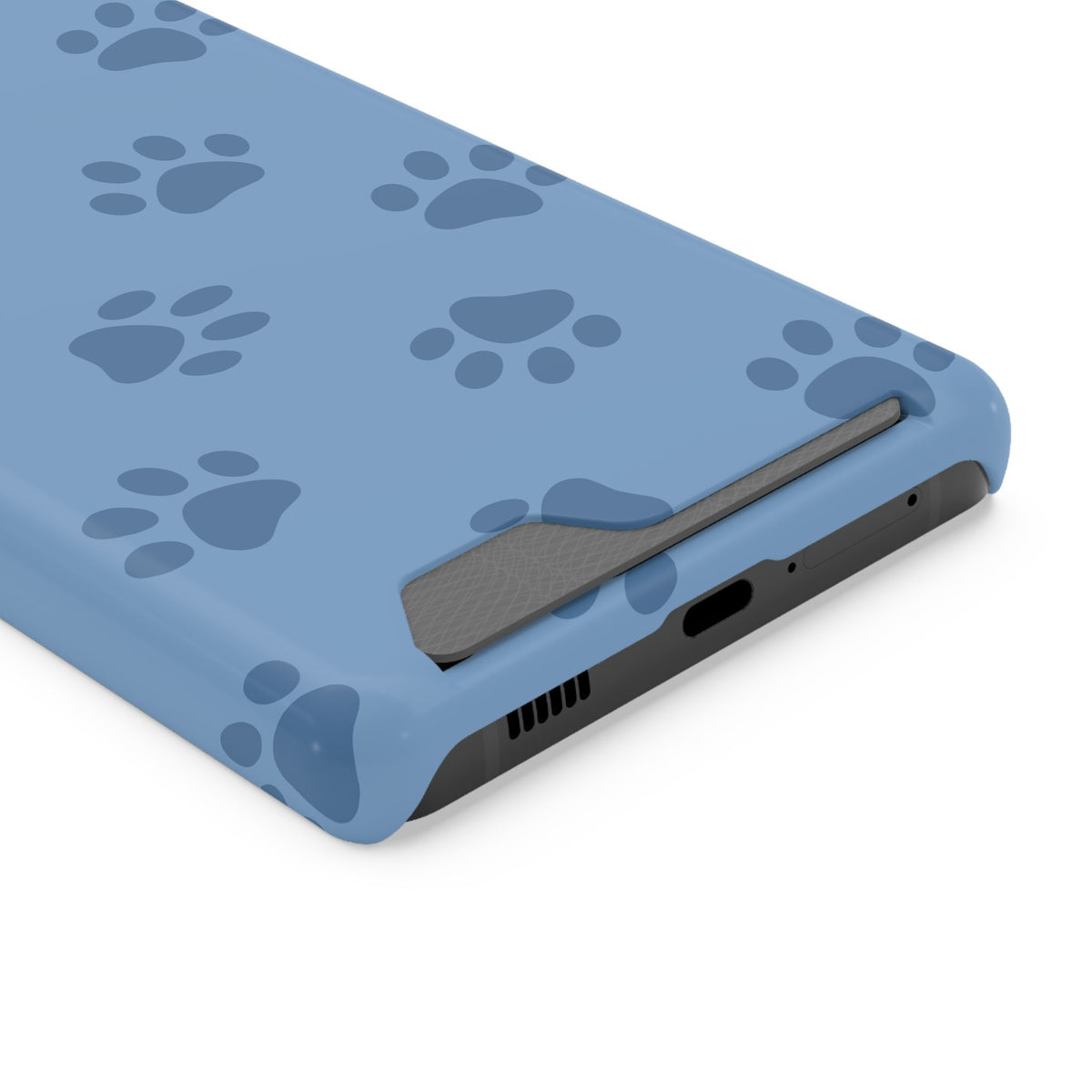 Blue Paw Print phone case with card holder for Samsung Galaxy S21 Ultra, glossy finish