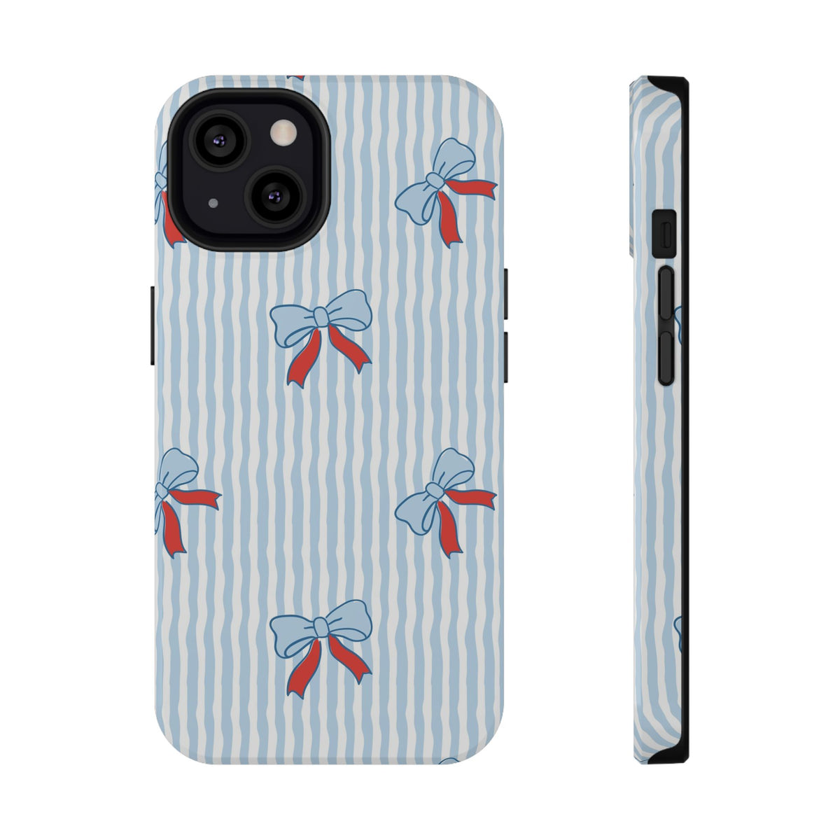 Blue Ribbon Stripe protective phone case for iPhone 13, glossy finish