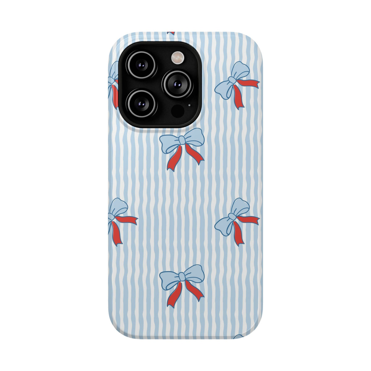 Blue Ribbon Stripe protective phone case for iPhone 14 Pro, glossy finish