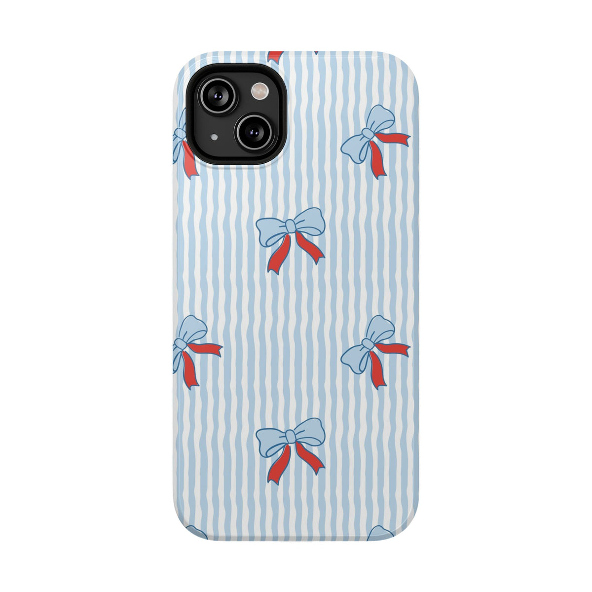 Blue Ribbon Stripe protective phone case for iPhone 14 Plus, glossy finish