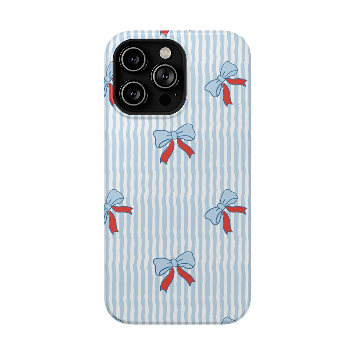 Blue Ribbon Stripe protective phone case for iPhone 14 Pro Max, glossy finish