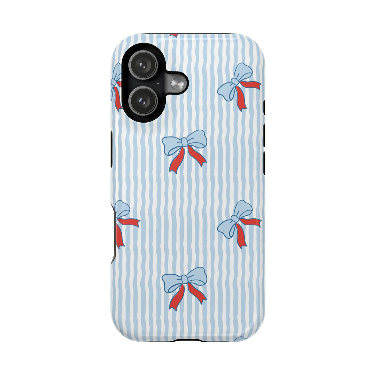 Blue Ribbon Stripe protective phone case for iPhone 17, glossy finish