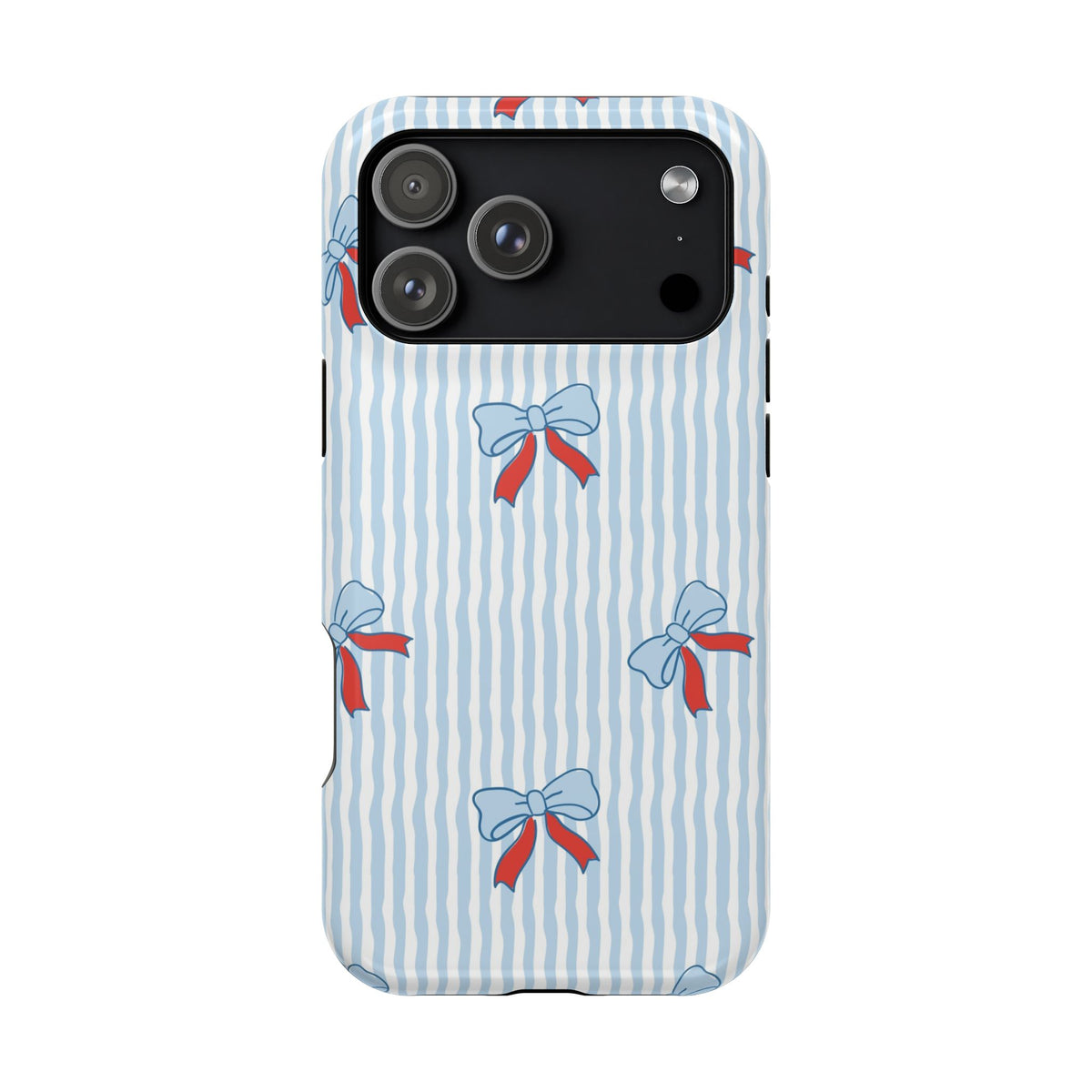 Blue Ribbon Stripe protective phone case for iPhone 17 Pro Max, glossy finish