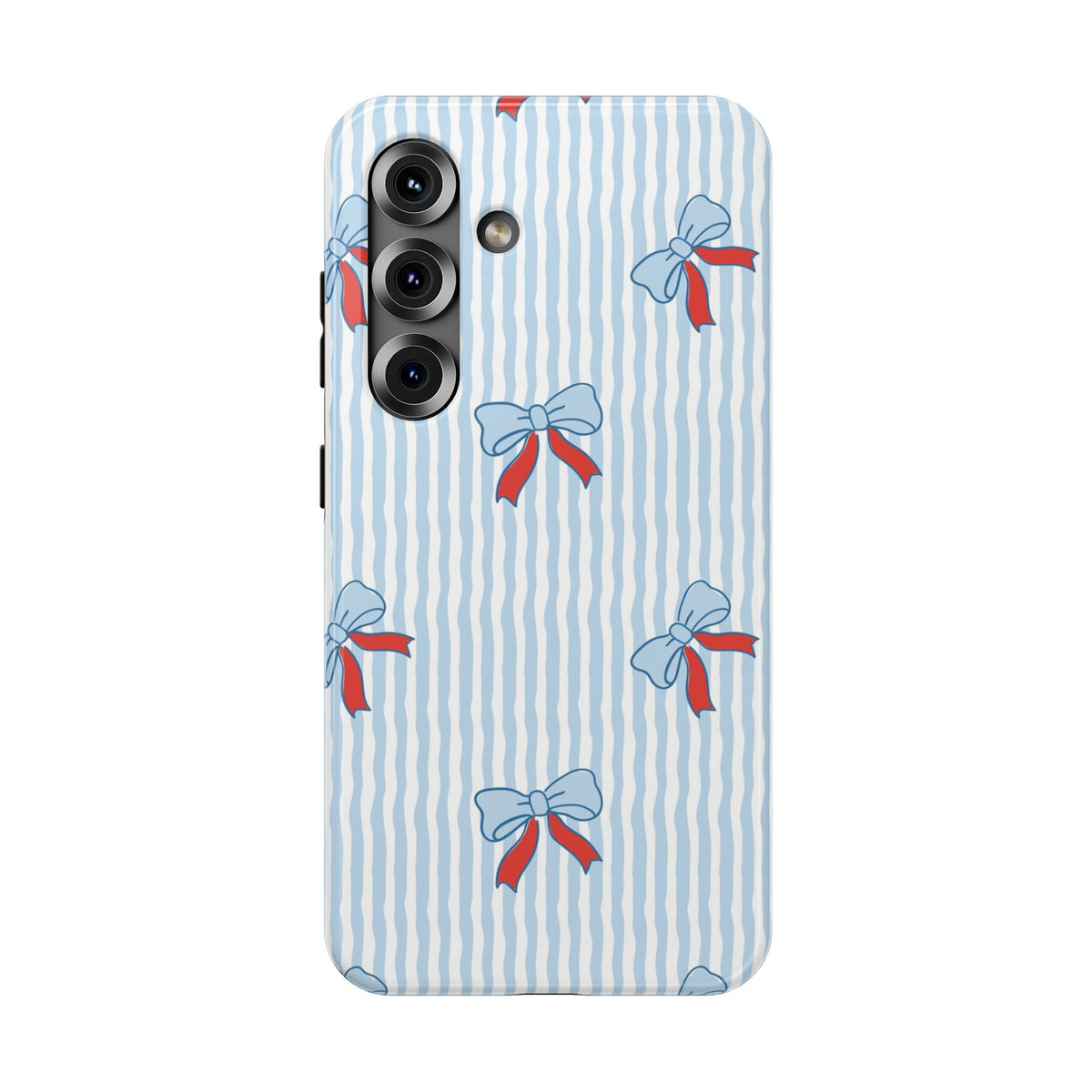 Blue Ribbon Stripe protective phone case for Samsung Galaxy S25, glossy finish