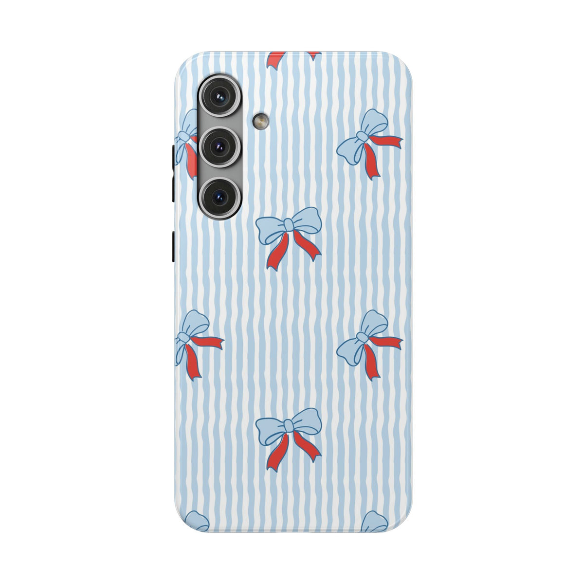 Blue Ribbon Stripe protective phone case for Samsung Galaxy S24 Plus, glossy finish