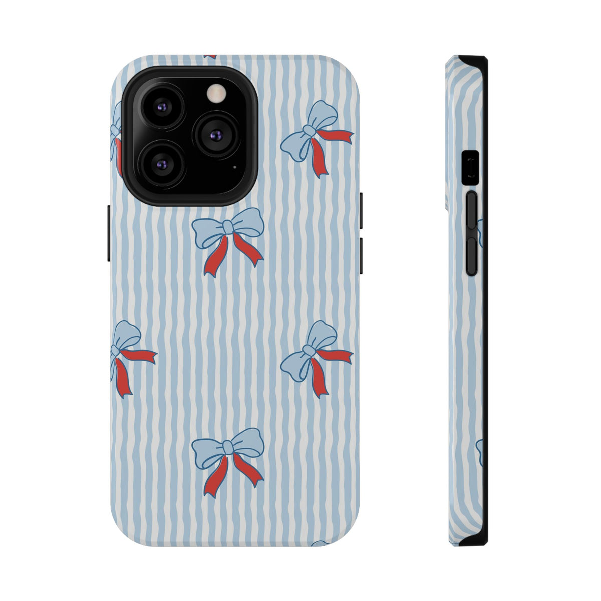 Blue Ribbon Stripe protective phone case for iPhone 13 Pro, glossy finish