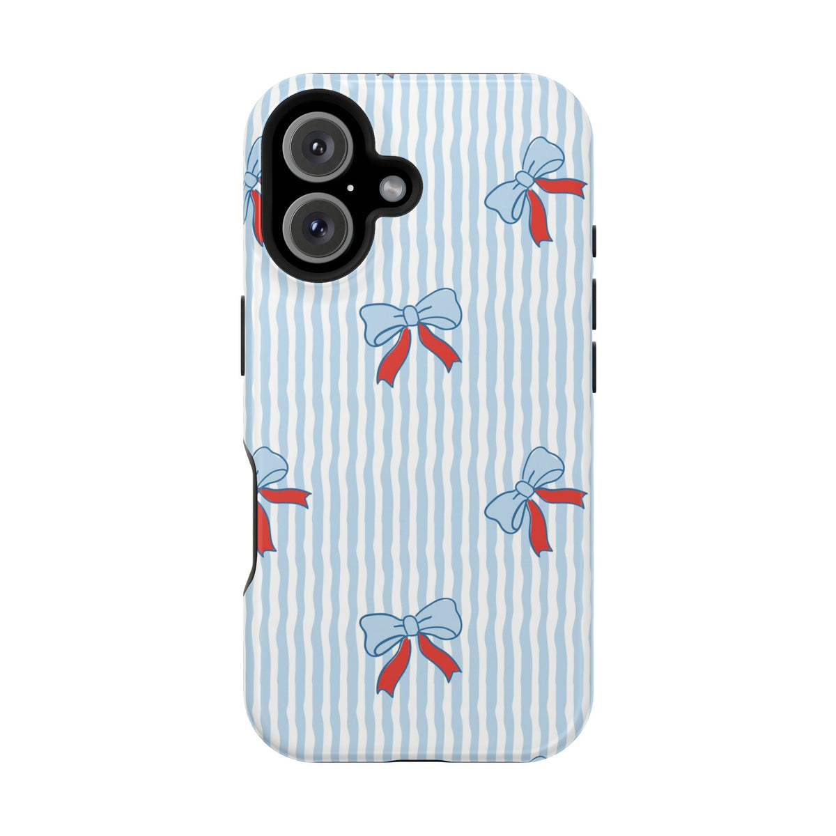 Blue Ribbon Stripe MagSafe case for iPhone 16, glossy finish