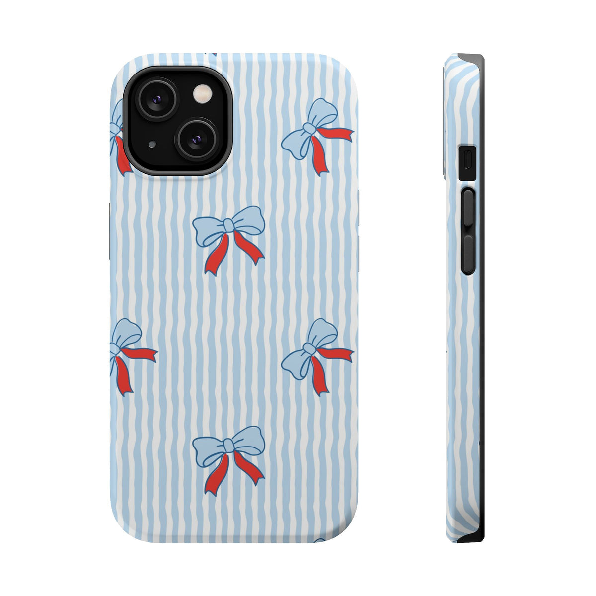 Blue Ribbon Stripe MagSafe case for iPhone 14, glossy finish