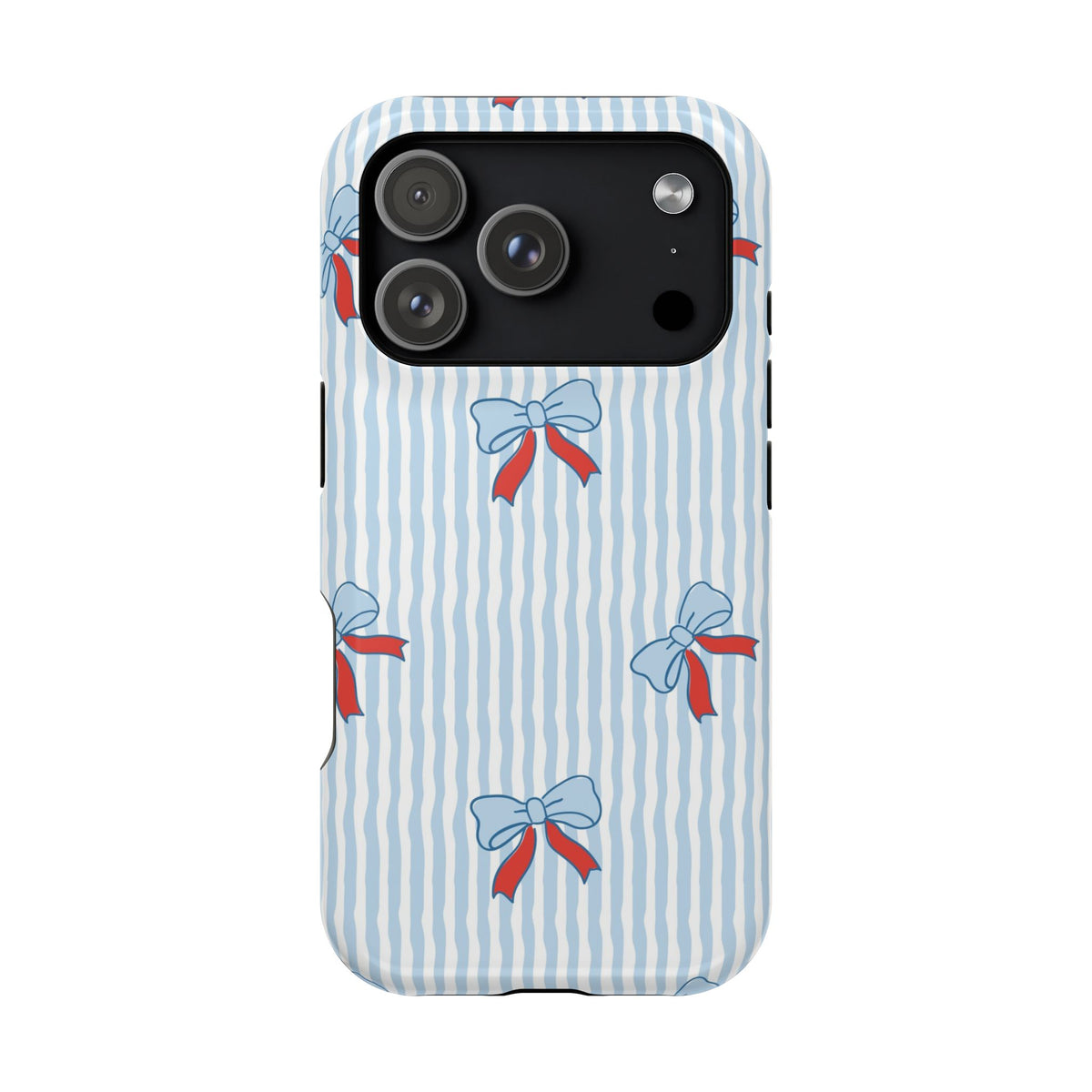 Blue Ribbon Stripe MagSafe case for iPhone 17 Pro, glossy finish