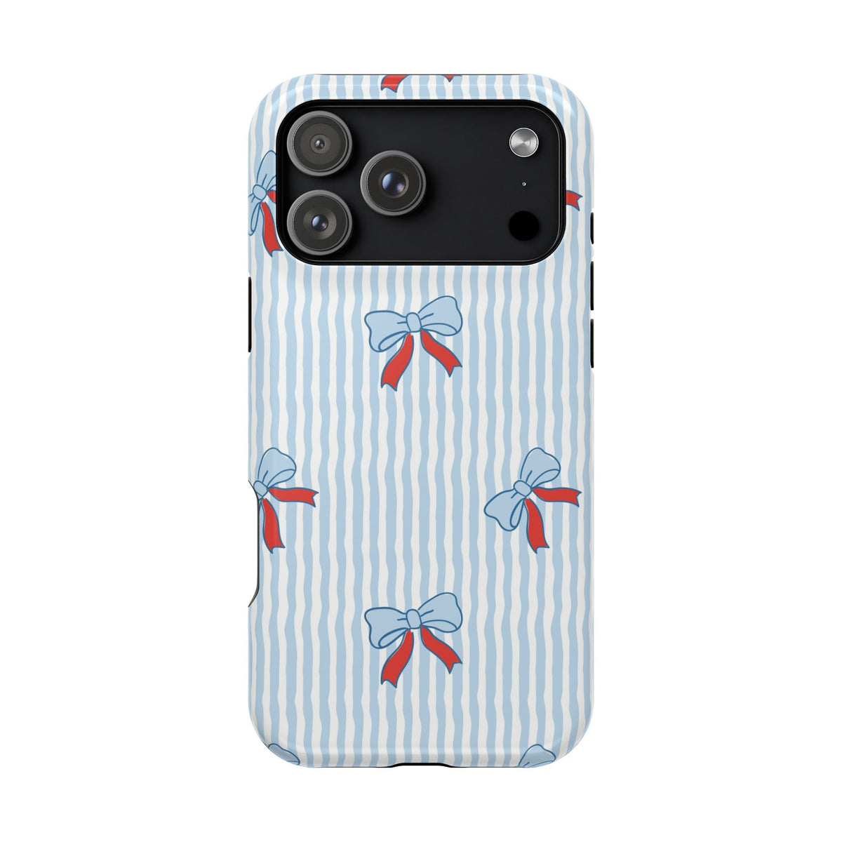 Blue Ribbon Stripe MagSafe case for iPhone 17 Pro Max, glossy finish