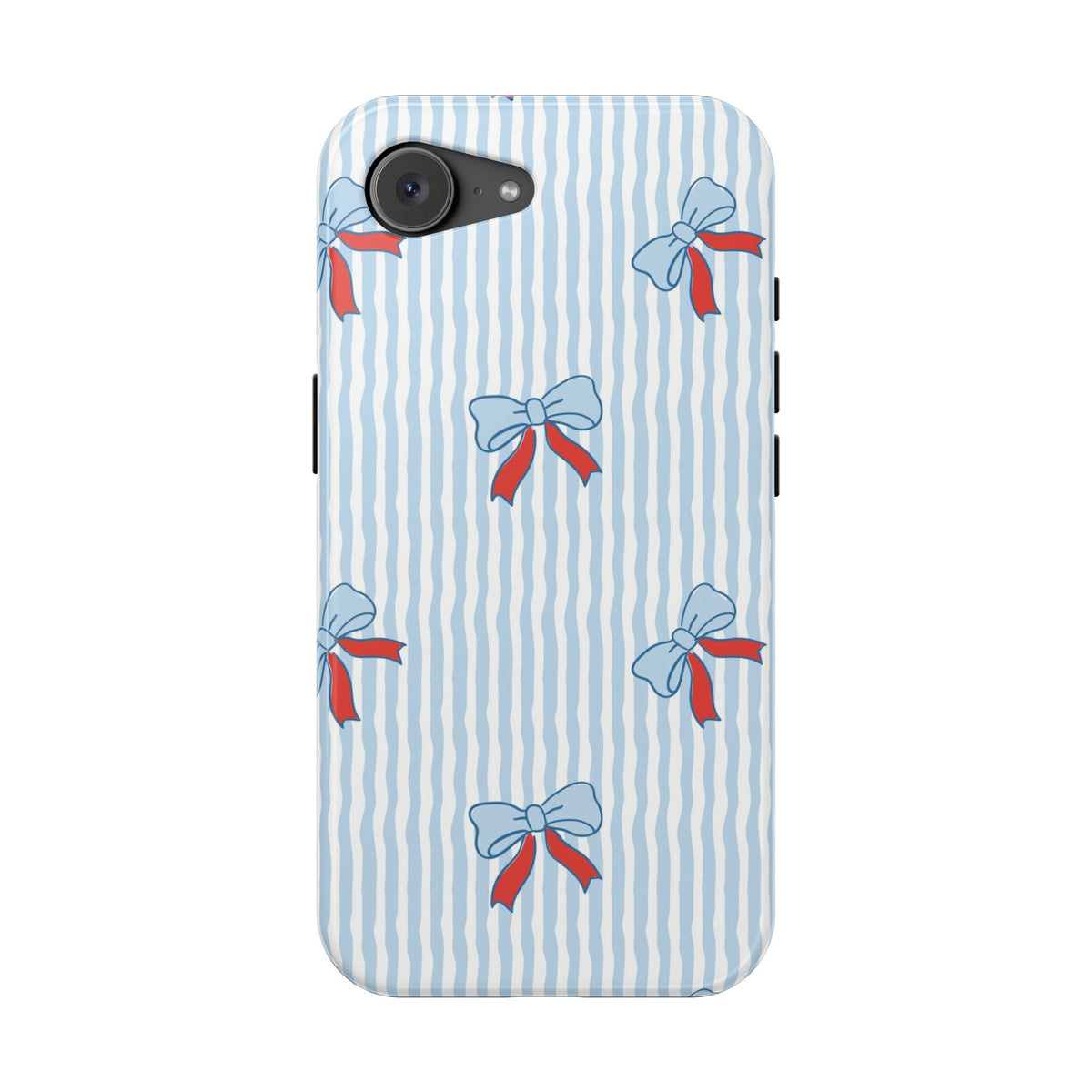 Blue Ribbon Stripe MagSafe case for iPhone 17e, glossy finish