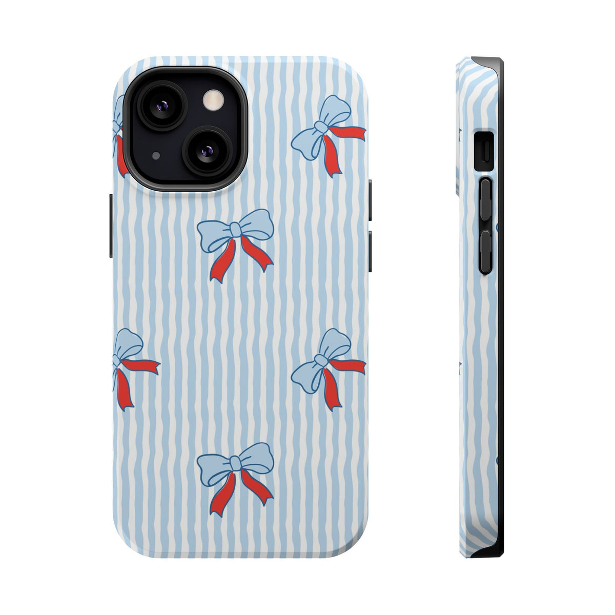 Blue Ribbon Stripe MagSafe case for iPhone 13 Mini, glossy finish