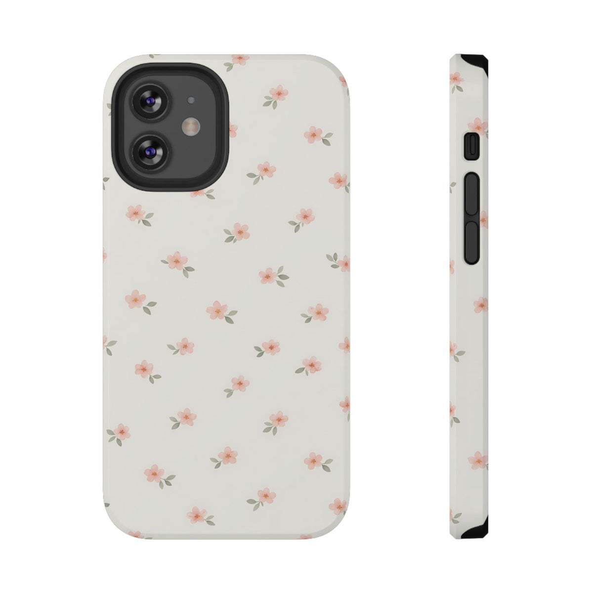 Blush Ditsy Floral protective phone case for iPhone 12 Mini, glossy finish