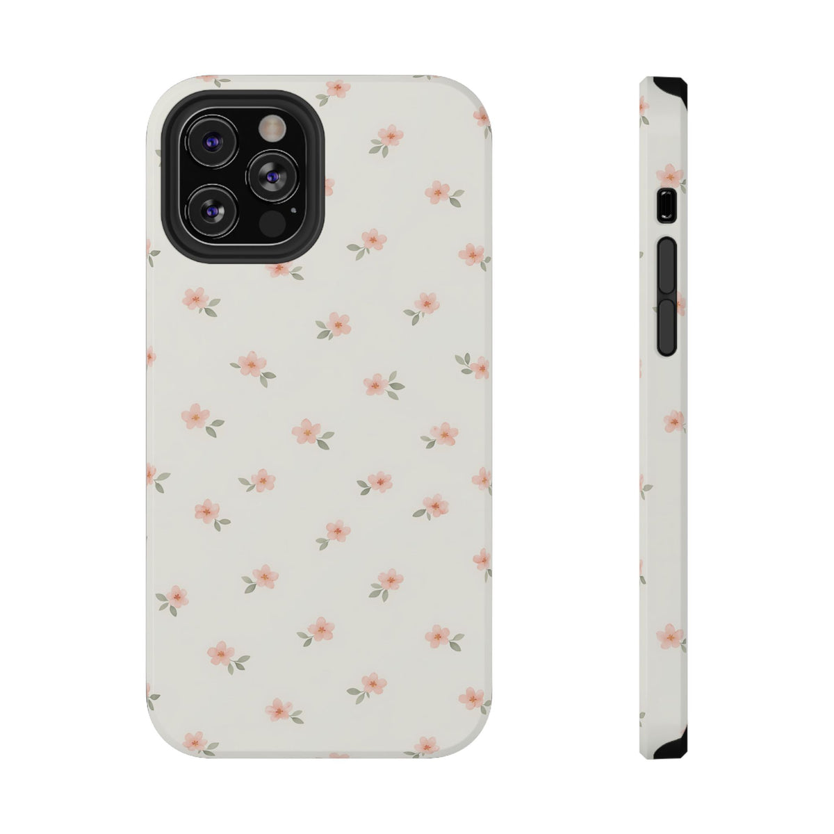 Blush Ditsy Floral protective phone case for iPhone 12 Pro, glossy finish