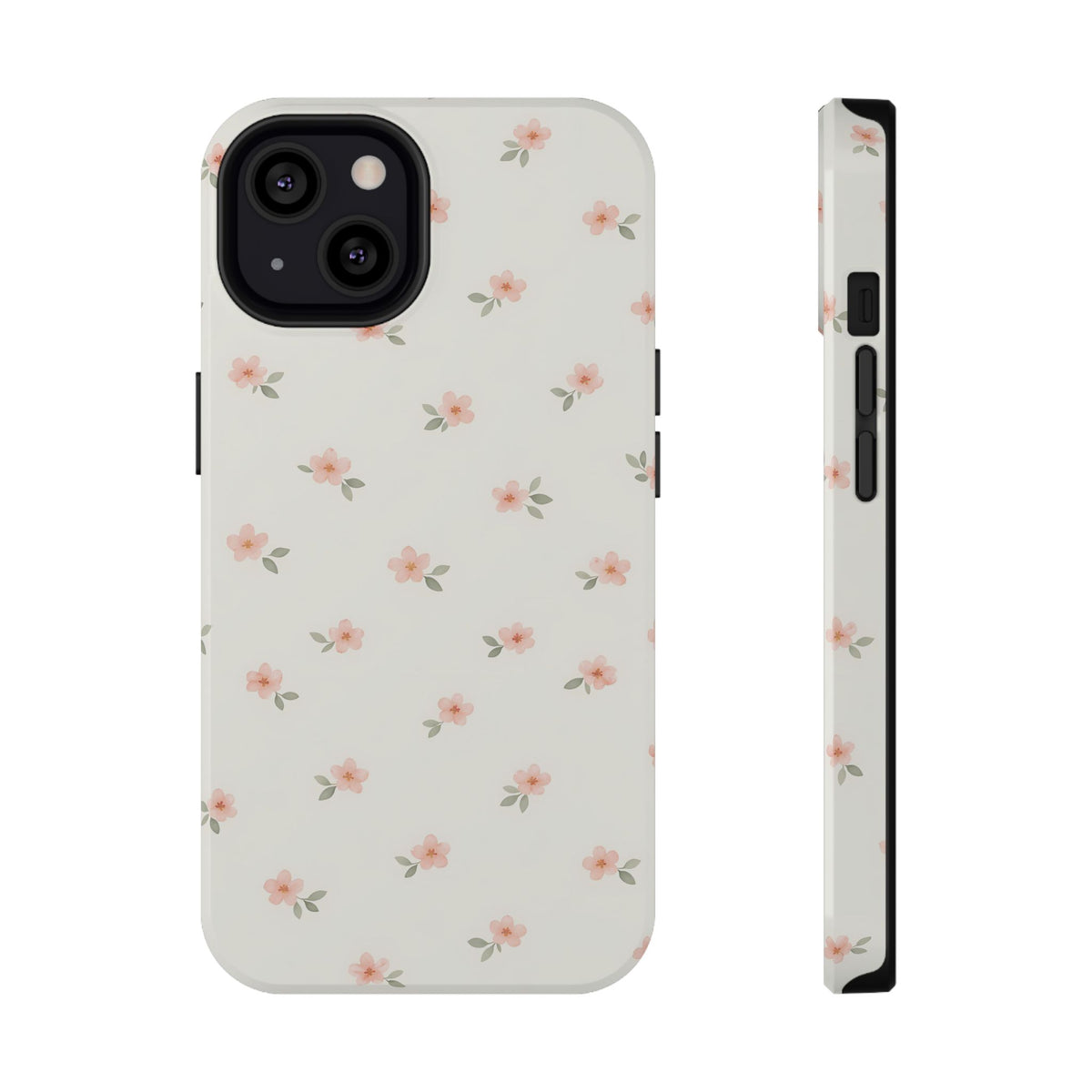 Blush Ditsy Floral protective phone case for iPhone 13, glossy finish
