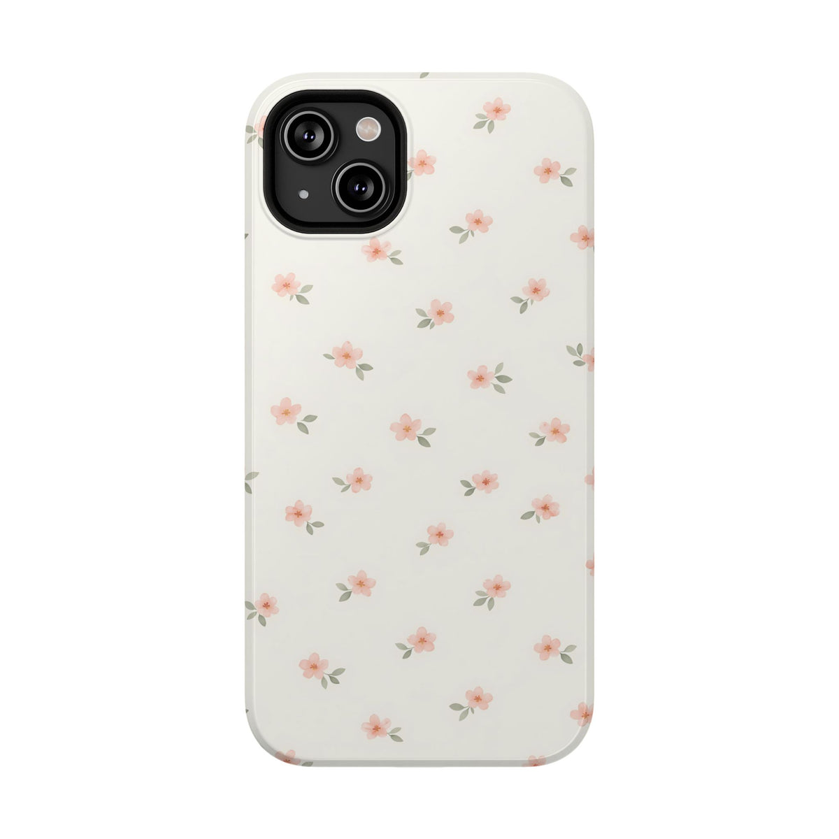 Blush Ditsy Floral protective phone case for iPhone 14 Plus, glossy finish