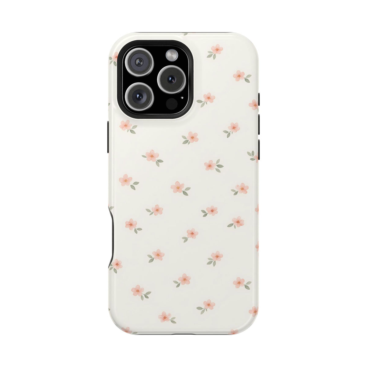 Blush Ditsy Floral protective phone case for iPhone 16 Pro Max, glossy finish