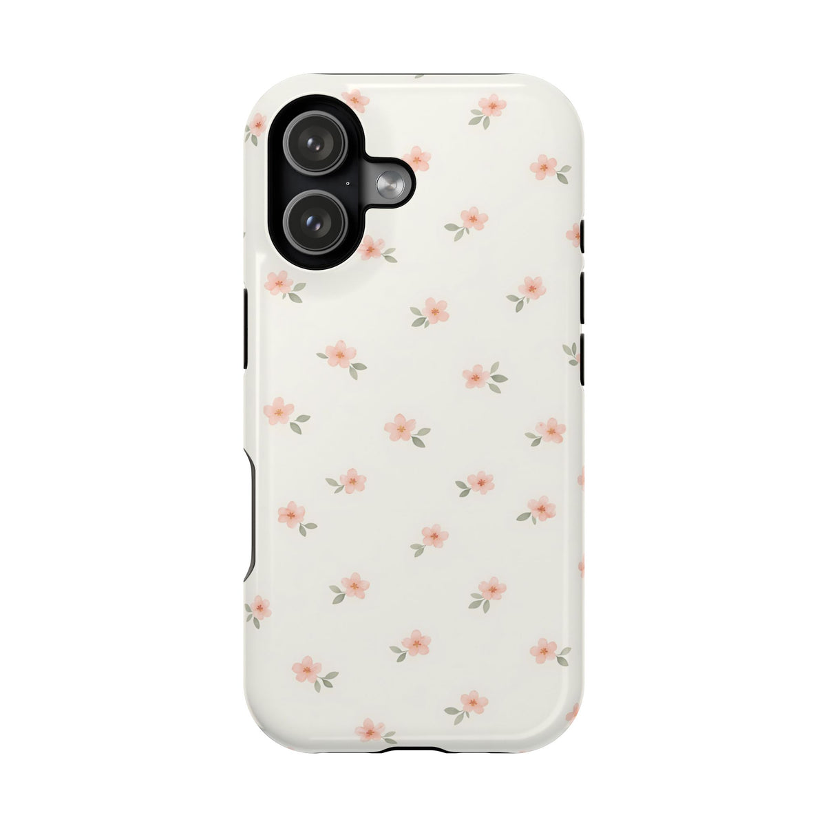Blush Ditsy Floral protective phone case for iPhone 17, glossy finish