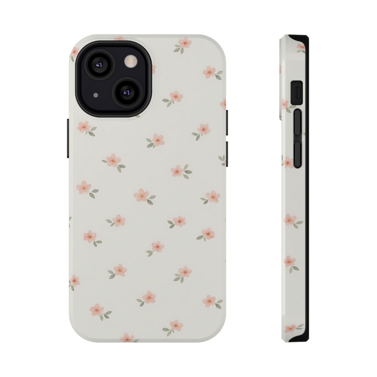 Blush Ditsy Floral protective phone case for iPhone 13 Mini, glossy finish