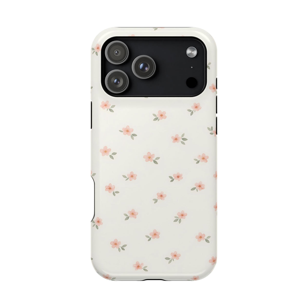 Blush Ditsy Floral protective phone case for iPhone 17 Pro Max, glossy finish