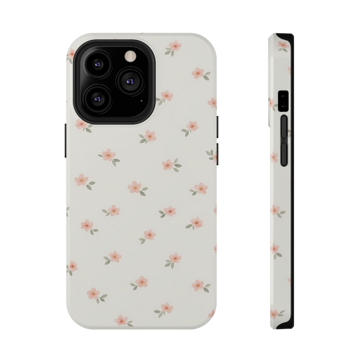 Blush Ditsy Floral protective phone case for iPhone 13 Pro, glossy finish