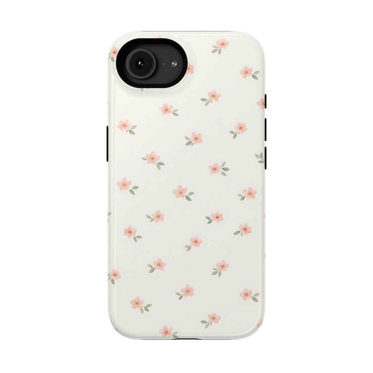 Blush Ditsy Floral protective phone case for iPhone 16e, glossy finish