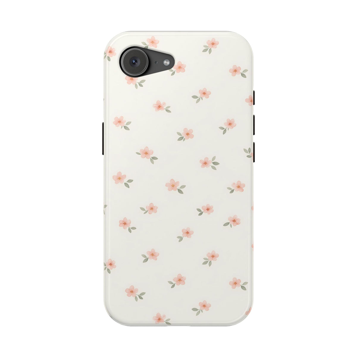 Blush Ditsy Floral protective phone case for iPhone 17e, glossy finish