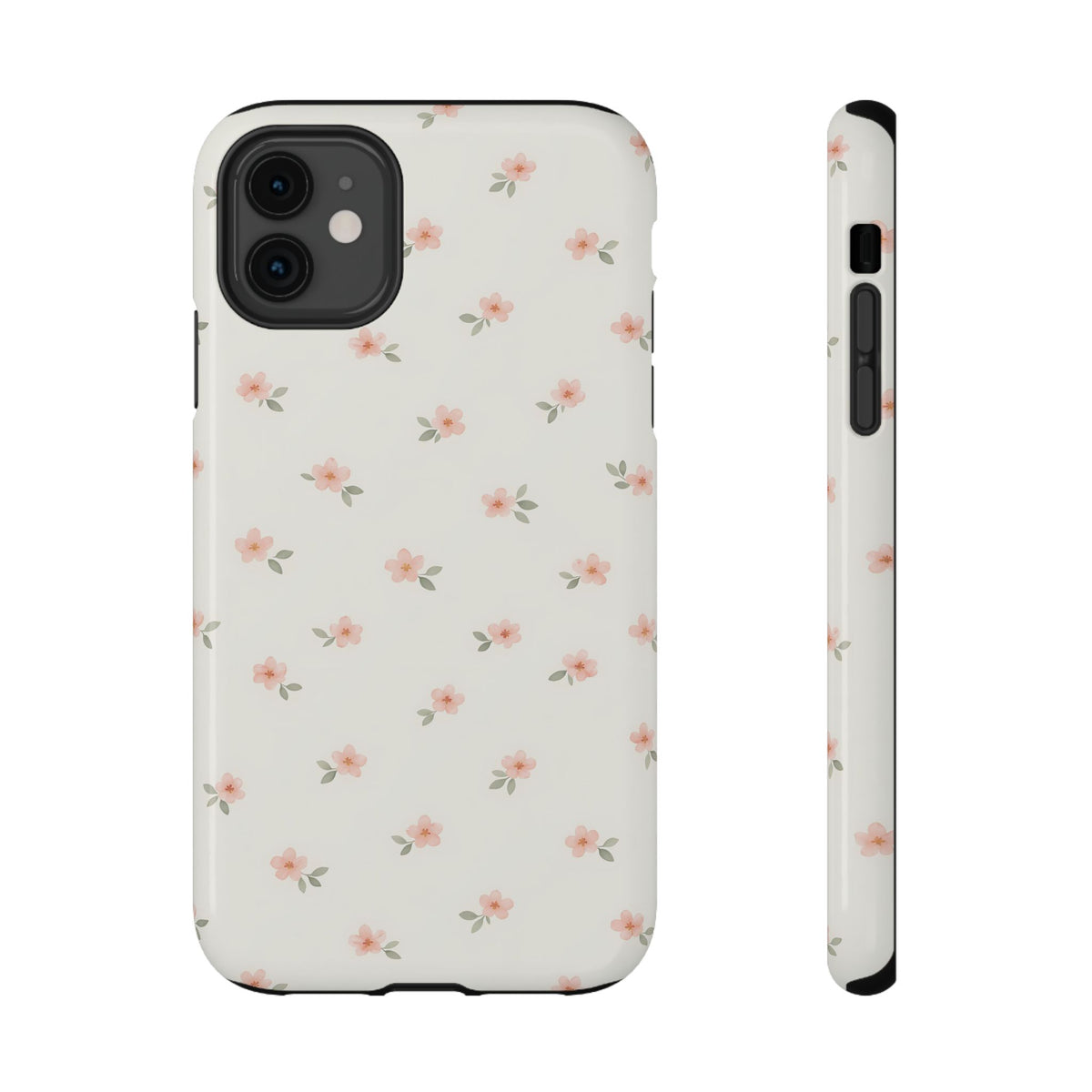 Blush Ditsy Floral protective phone case for iPhone 11, glossy finish